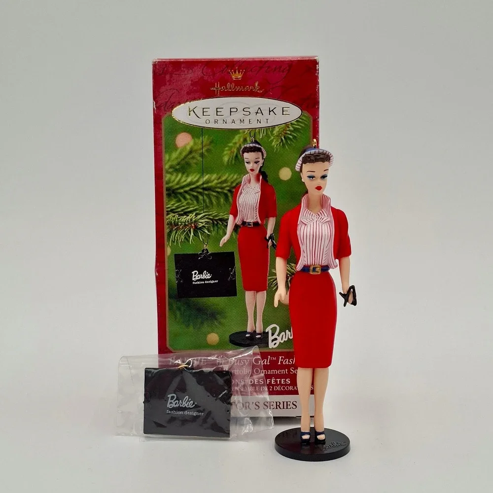 Hallmark Barbie Ornament In Busy Gal Fashion Set Keepsake Collectors Box Vintage